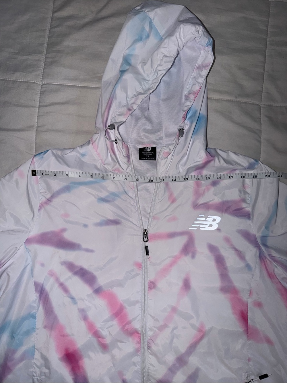 New Balance White & Pastel Hooded Jacket - 2X - Picture 6 of 9